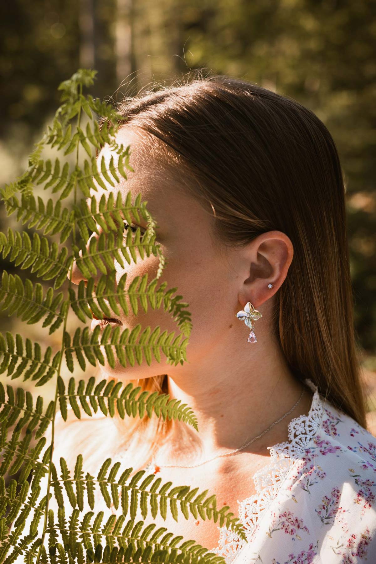 BOHOR925M-porté Boucles d'oreilles Hortensia Morganite artisanales en argent éclat de pensées
